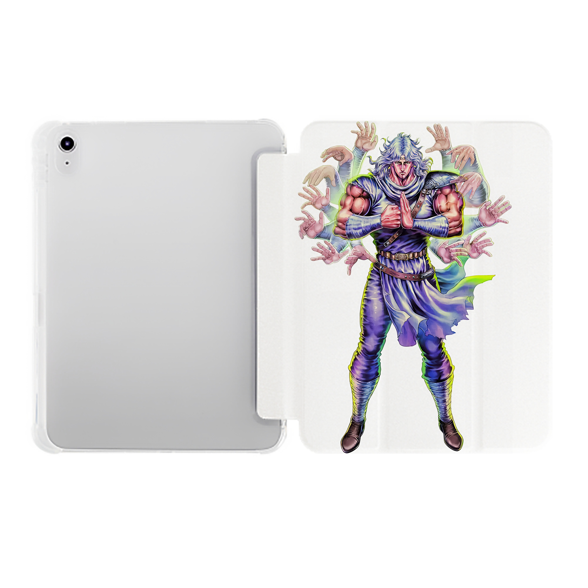 （画像用） 北斗の拳 Fist of the North Star IPad ケース ペン収納付き 三つ折りスタンド PUレザー×シリコン 対応機種9.5/10.5/10.9インチ